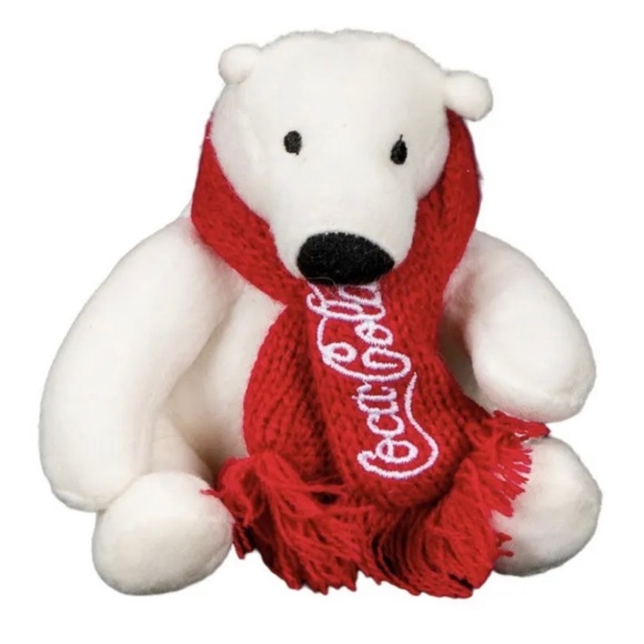 Coca Cola Plush Polar Bear with Red Coke Scarf - Picture 1 of 15